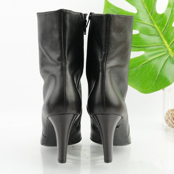Coach Womens Melinda Boots Size 9.5 Black Leather High Heel Bootie Elegant Italy - Picture 4 of 12